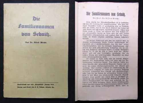 Meiche Die Familiennamen von Sebnitz 1929 Ahnenforschung Namenkunde Onomatologie