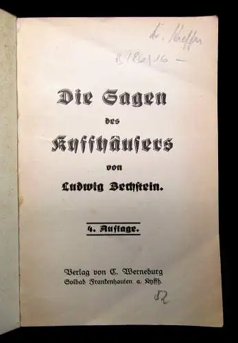 Bechstein Die Sagen Kyffhäusers um 1920 Belletristik Literatur Märchen Lyrik