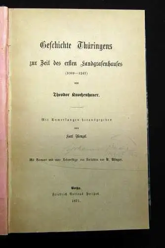 Menzel, Karl Geschichte Thüringens zur Zeit des ersten Landgrafenhauses 1871