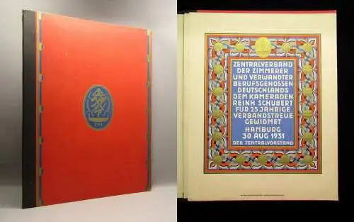 Urkunde zur 25 jährigen Verbundszugehörigkeit Zentralverband der Zimmerer 1931