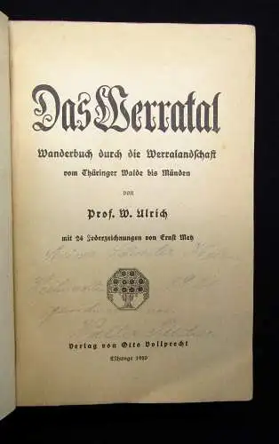 Ulrich Das Werratal Wanderbuch durch die Werralandschaft Thüringer Walde 1920