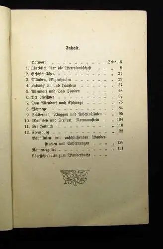 Ulrich Das Werratal Wanderbuch durch die Werralandschaft Thüringer Walde 1920