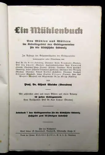 Meiche Ein Mühlenbuch Von Mühlen und Müllern Arbeitsgebiet Sächs. Schweiz 1927