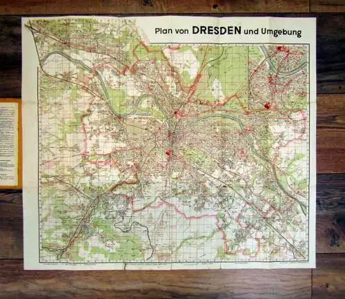 Plan von Dresden und Umgebung 1:30000 mit Verzeichnis 1939 Saxonica Sachsen