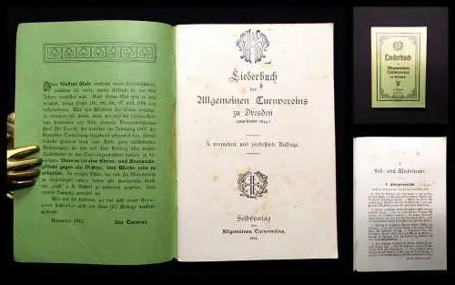 Liederbuch des Allgemeinen Turnvereins zu Dresden 1913 Deutsche Lieder Volksgut