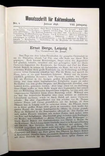 Schumann Arendt Monatsschrift für Kakteenkunde 1898 Achter Band Botanik