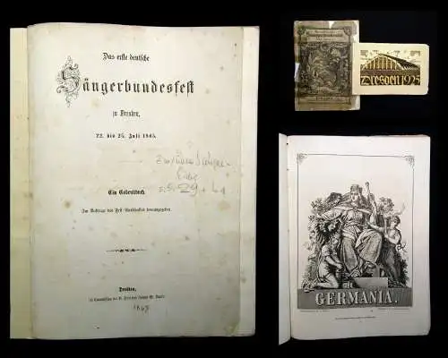 Langer 2 Hefte zum Sächsischen Sängerbundes-Fest Dresden 1925 und 1865