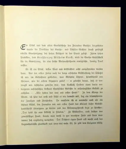 Wahle,Suphan Aus Goethes Archiv Die erste Weimarer Gedichtsammlung in Facsimile