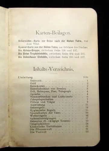 Griebens Reiseführer Die hohe Tatra Band 47 1901 mit 5 Karten Landeskunde Guide