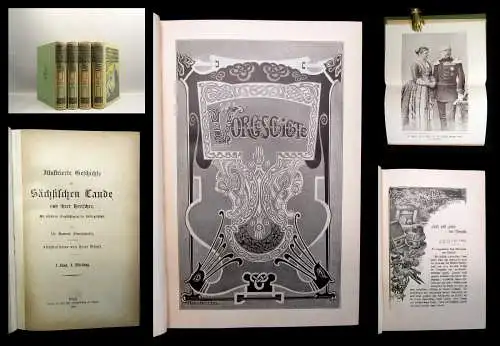 Sturmhoefel Geschichte der Sächsischen Lande  u ihrer Herrscher 2 Bde in 4 1898