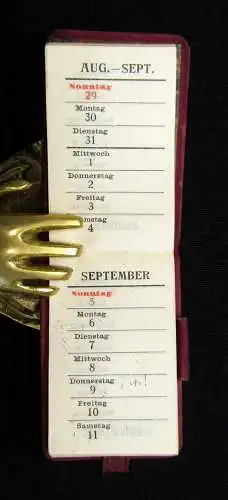 Taschen Kalender für das Jahr 1926 *Minibuch* 5,8 cm x 3,8 cm Wildledereinband