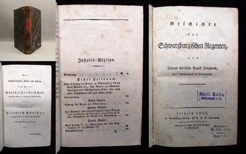 Junghans,August,Chr. Geschichte der Schwarzburgischen Regenten 1821 mit 1 Tafel