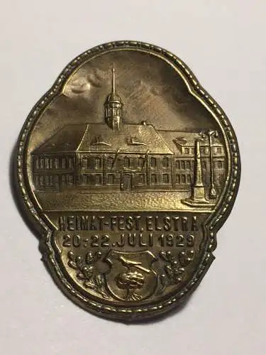 Elstra Plakette Abzeichen Heimatfest Stadtfest Kamenz Sachsen 1929 bronze cr