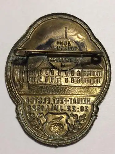 Elstra Plakette Abzeichen Heimatfest Stadtfest Kamenz Sachsen 1929 bronze cr