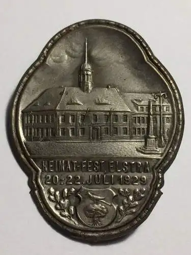 Elstra Plakette Abzeichen Heimatfest Stadtfest Heimat-Fest 1929 rara silber cr