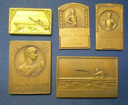 9 original Plaketten des Rudersport 1928-1931 seltene Zeitzeugen Wassersport sf