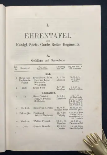 Hinüber Ehrentafel u Stammliste des Königl.-Sächs. Garde-Reiter-Regiments 1926