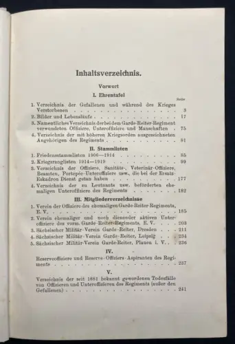 Hinüber Ehrentafel u Stammliste des Königl.-Sächs. Garde-Reiter-Regiments 1926
