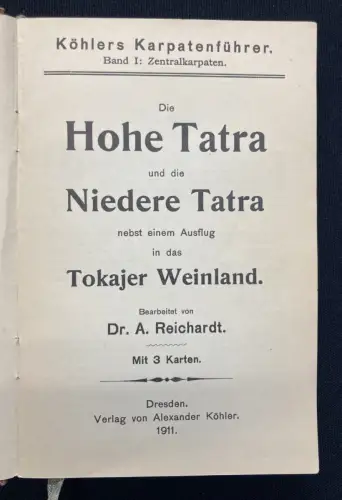 Reichardt Die hohe Tatra und die Niedere Tatra nebst einem Ausflug in [...]