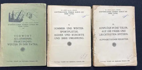 GY. A. Hefty und Dr. J. Vigyazo 3 Bde. Tatra Führer,Winter in der Tatra,Bäder