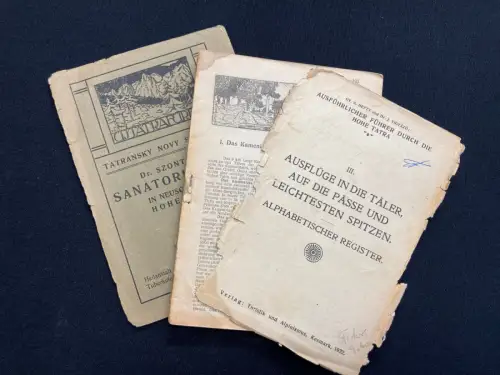 GY. A. Hefty und Dr. J. Vigyazo 3 Bde. Tatra Führer,Winter in der Tatra,Bäder