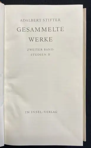 Stifter, Adalbert Gesammelte Werke, Dünndruckausgabe in 6 Bänden 1954 Insel