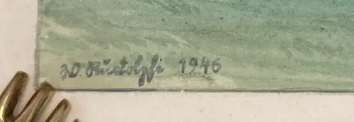 Rudolph, Wilhelm Weidelandschaft mit Kühen 1946 unten links signiert Aquarell