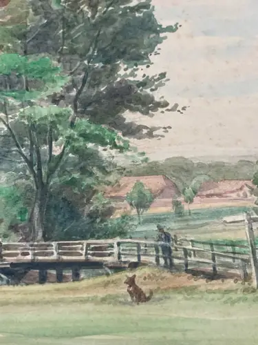 Rudolph, Wilhelm Weidelandschaft mit Kühen 1946 unten links signiert Aquarell