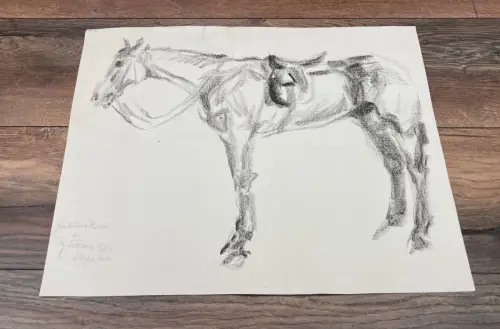 Feldbauer, Max ( 1869 Neumarkt- 1948 München) Lithographie 38,5 x 47,5 cm Pferd