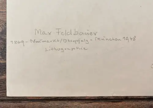 Feldbauer, Max ( 1869 Neumarkt- 1948 München) Lithographie 38,5 x 47,5 cm Pferd