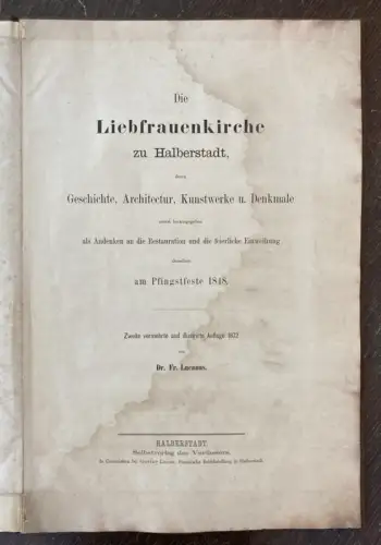 Lucanus Die Liebfrauenkirche zu Halberstadt *selten*Geschichte, Archichtectur