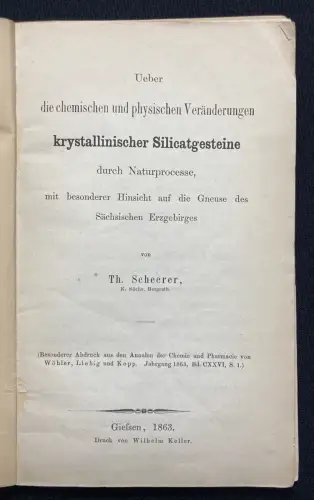 Ueber die chem. u phys. Veränderungen krystallinischer Silicatgesteine 1863