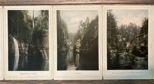 Hoffmann Die Edmundsklamm in der Böhmischen Schweiz Leporello 12 Ans. um 1925