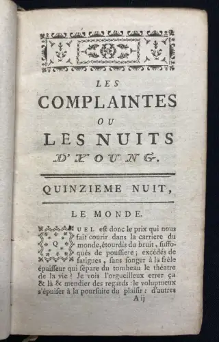Young, Edward Les Nuits  D´Young 1769 2 Bde Philosophie Tod Unsterblichkeit