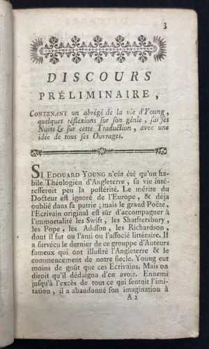 Young, Edward Les Nuits  D´Young 1769 2 Bde Philosophie Tod Unsterblichkeit