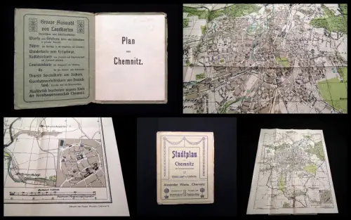 Stadtplan von Chemnitz mit Strassenverzeichnis um 1910 Maßstab 1:20000 Guide