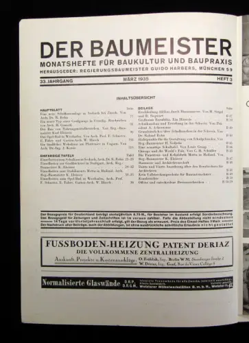 Der Baumeister Monatshefte für Baukultur und Baupraxis 7 Hefte 1933-1942