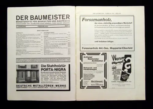 Der Baumeister Monatshefte für Baukultur und Baupraxis 7 Hefte 1933-1942
