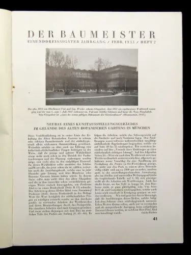 Der Baumeister Monatshefte für Baukultur und Baupraxis 7 Hefte 1933-1942