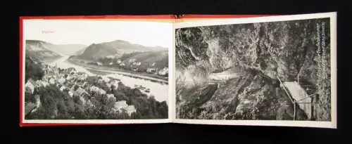 Leporello der Sächsische- böhmischen Schweiz o.J. um 1910 Wehlen, Kuhstall uvm.