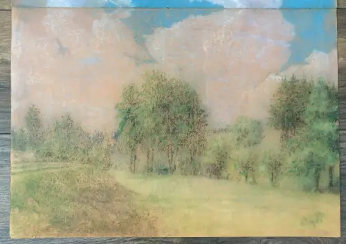 Pojta Pastell leicht bergige Landschaft 1.Hälfte 20.Jh. 2 Bilder signiert u.li.