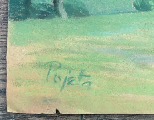 Pojta Pastell leicht bergige Landschaft 1.Hälfte 20.Jh. 2 Bilder signiert u.li.