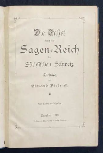 Dietrich, Eduard Die Fahrt durch das Sagenreich 1893 Literatur Dichtung Lyrik