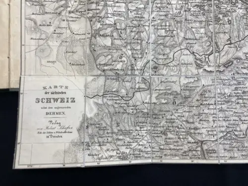 Schladebach Ganz Dresden und die sächsische Schweiz Wegweiser 1853 mit 2 Karten
