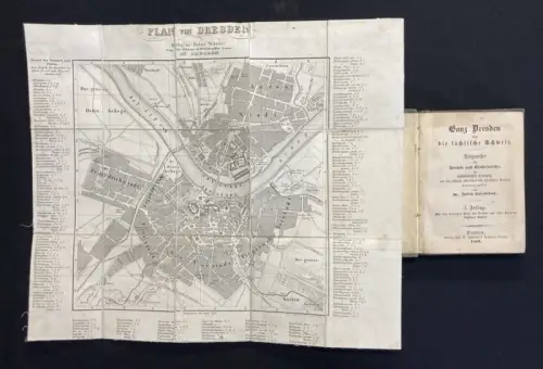 Schladebach Ganz Dresden und die sächsische Schweiz Wegweiser 1853 mit 2 Karten