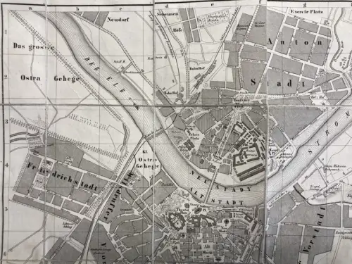 Schladebach Ganz Dresden und die sächsische Schweiz Wegweiser 1853 mit 2 Karten
