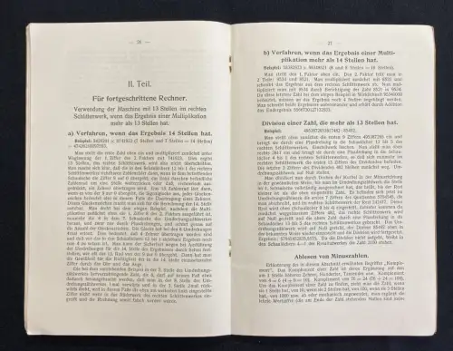 Triumphator- Werk M.B.H. Spezialfabrik für Rechenmaschinen Gebrauchsanweisung