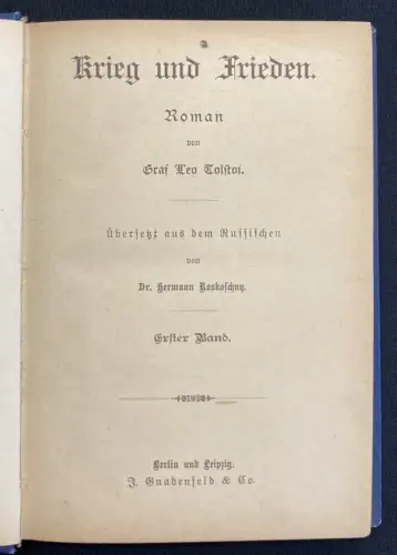 Tolstoi Krieg und Frieden Roman 5 Bde. in 2  um 1880