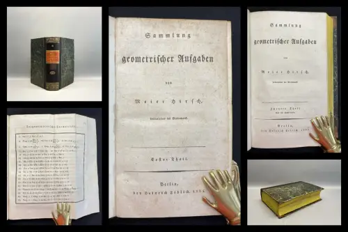 Hirsch Sammlung geometrischer Aufgaben 2 in 1 mit 20 gef. Kupferstichen 1805