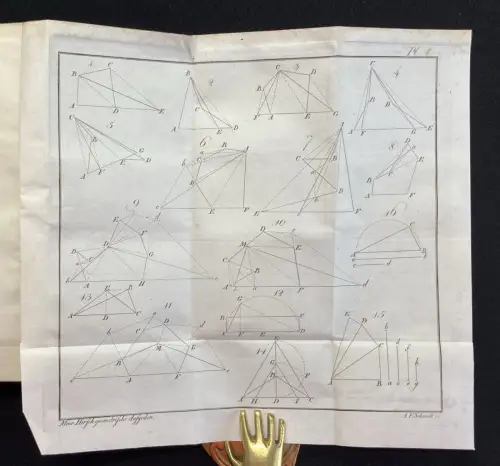 Hirsch Sammlung geometrischer Aufgaben 2 in 1 mit 20 gef. Kupferstichen 1805